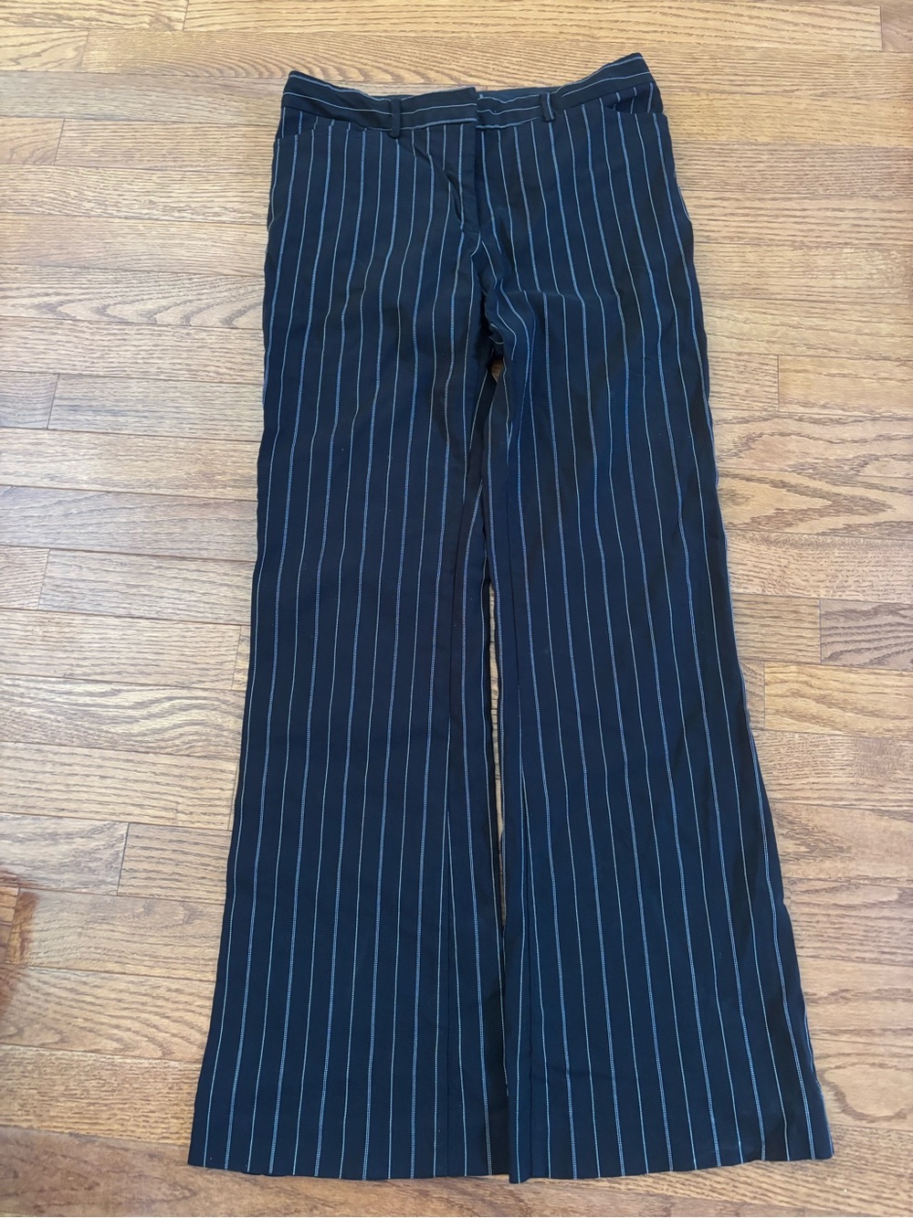 bebe Black Pinstripe Wide-Leg Pants